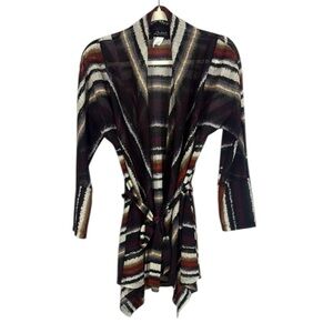 Artex Fashions Vintage Black and Brown Cardigan Sweater Open Front Size Medium